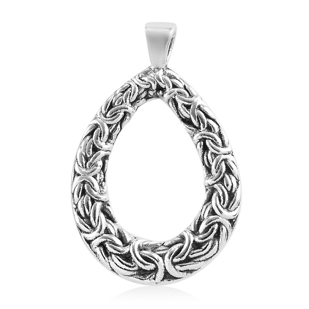 Knitted Drop Pendant in Sterling Silver